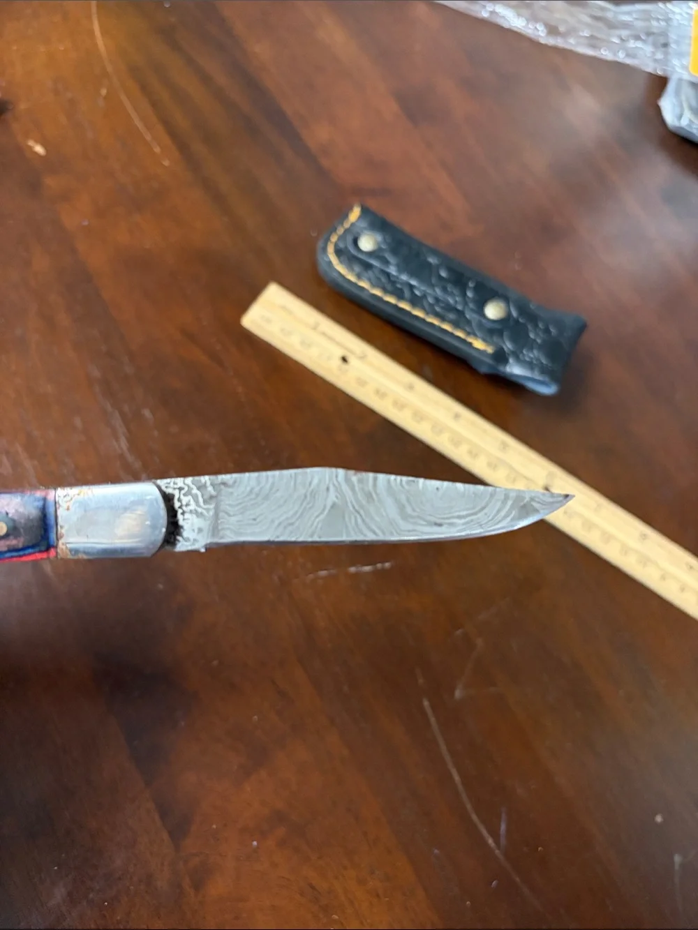 Hand crafted 7” folding Damascus steel